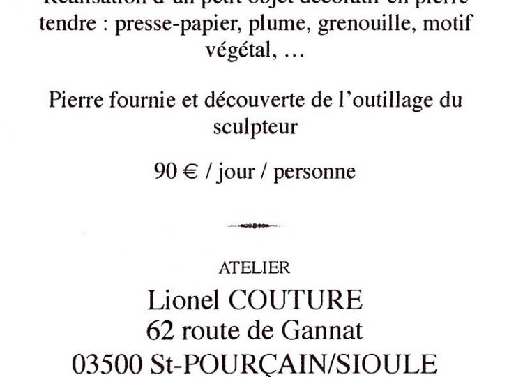 Cours et initiation à la Sculpture sur Pierre_Saint-Pourçain-sur-Sioule
